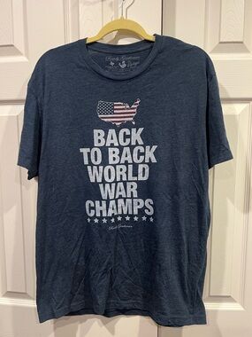 Rowdy Gentlemen Brand Men's Navy Graphic Tee - Back to Back World War Champs
